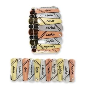 Language of Love Stretch Tile Bracelet in Silver